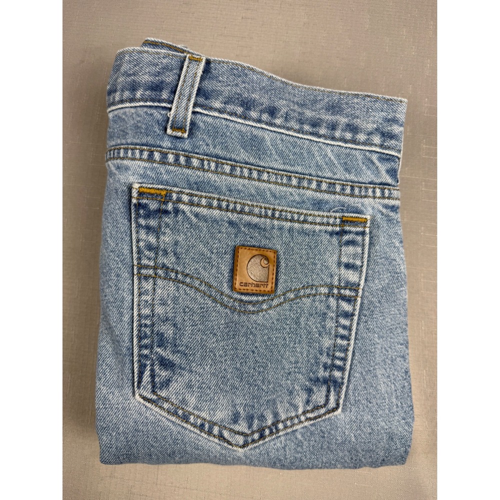 Carhartt B18 STW Traditional Fit Stonewash Blue Jeans 46x32 Mens Denim